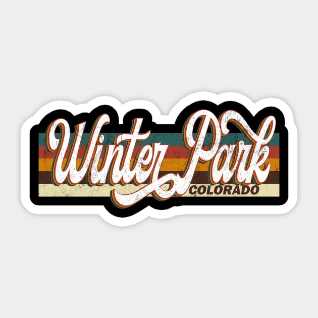 Winter Park Colorado US State Map Vintage Retro 70s 80s style Sticker by Happy as I travel